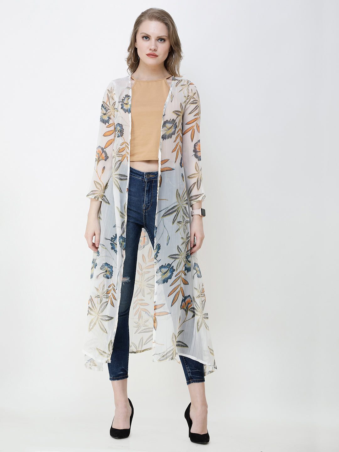 Cation Printed chiffon shrug