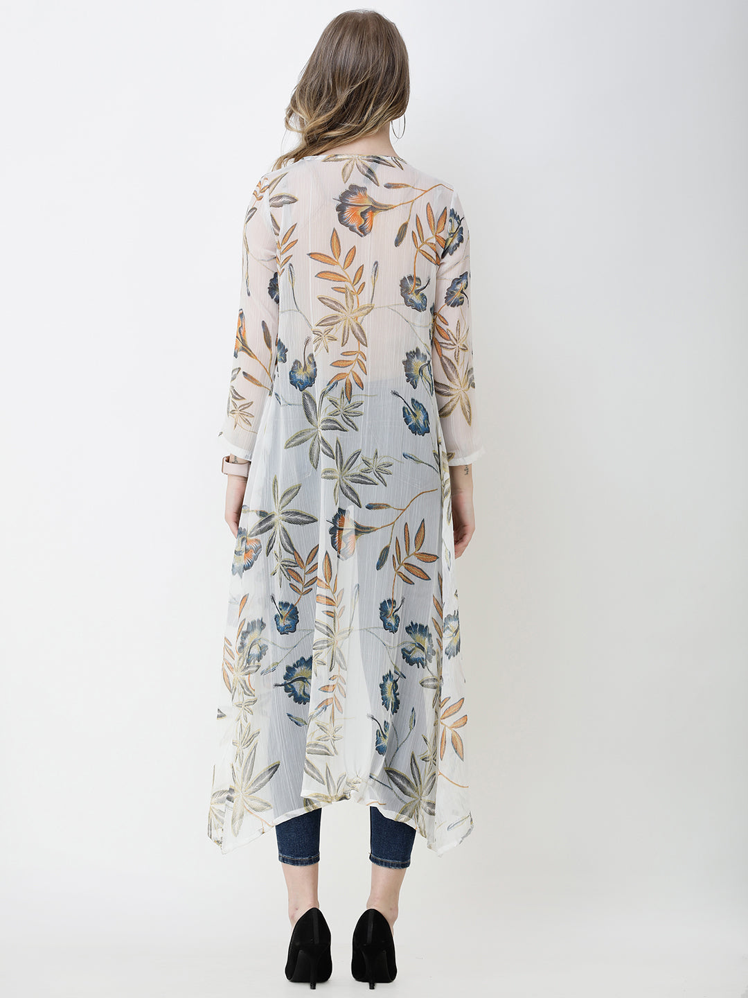 Cation Printed chiffon shrug