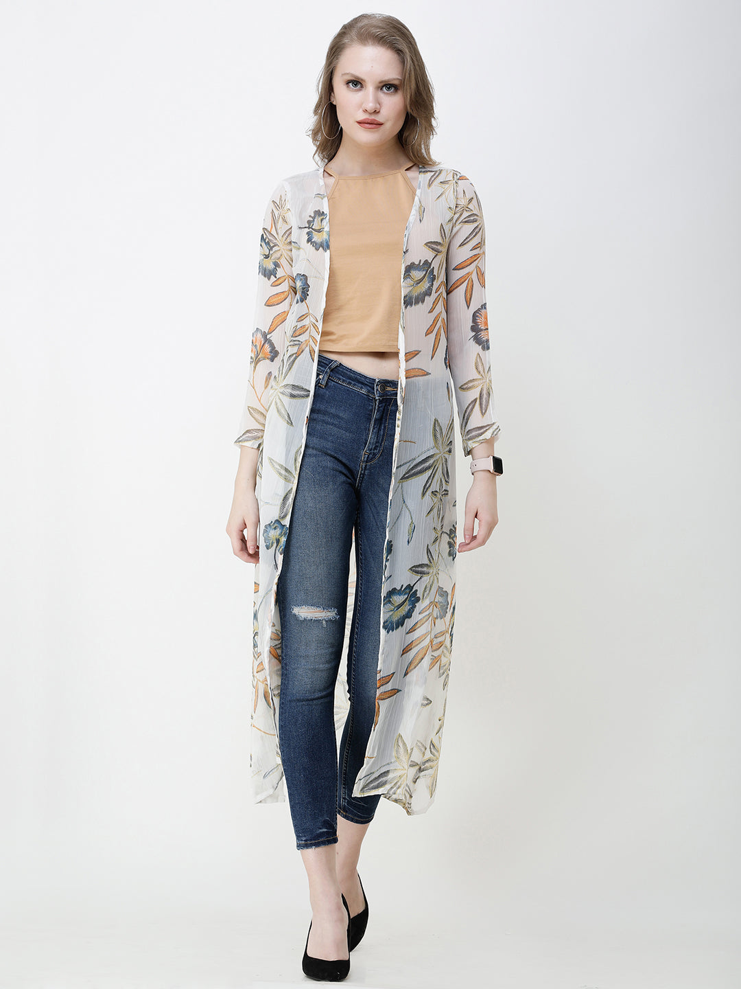 Cation Printed chiffon shrug