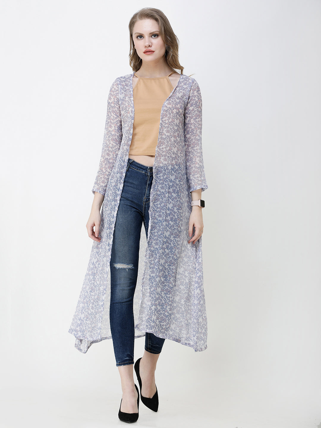 Cation Printed chiffon shrug