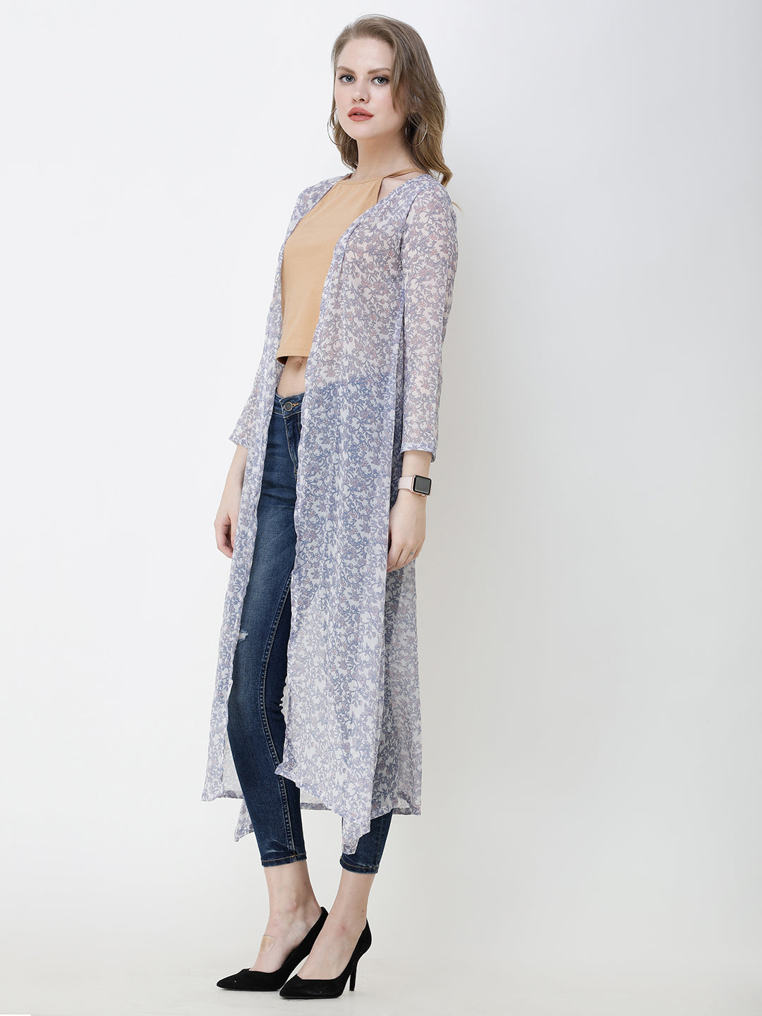 Cation Printed chiffon shrug