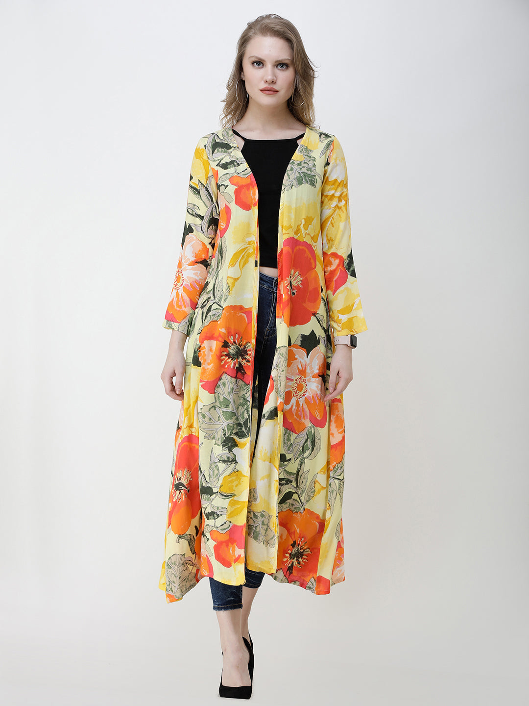 Cation Printed Rayon Yellow shrug