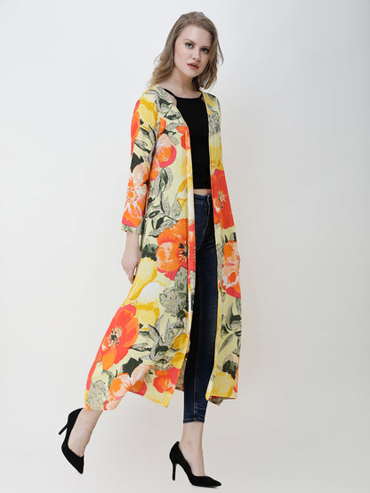 Cation Printed Rayon Yellow shrug