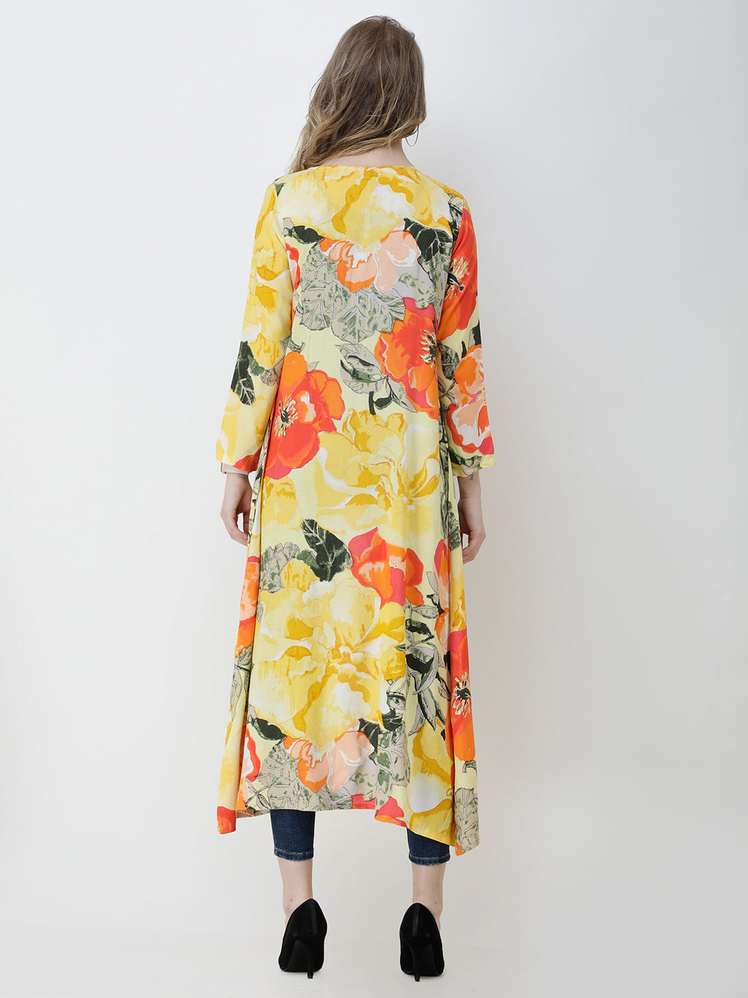 Cation Printed Rayon Yellow shrug