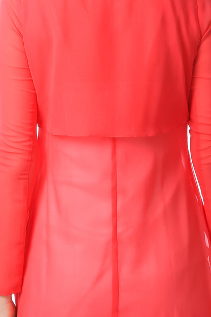 SCORPIUS Red Solid Open Front Shrug