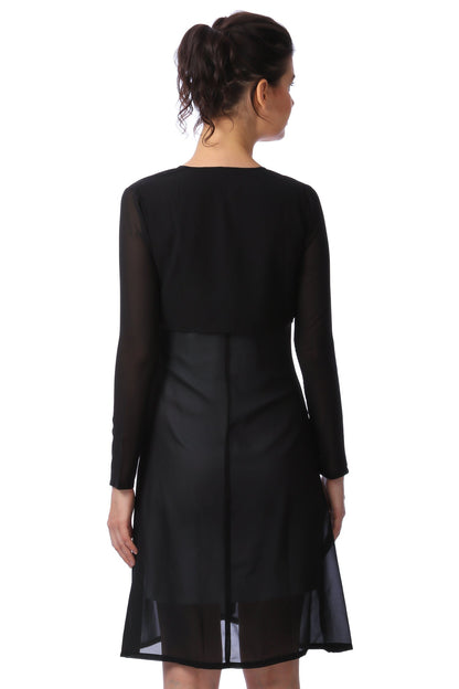 SCORPIUS Black Solid Open Front Longline Shrug