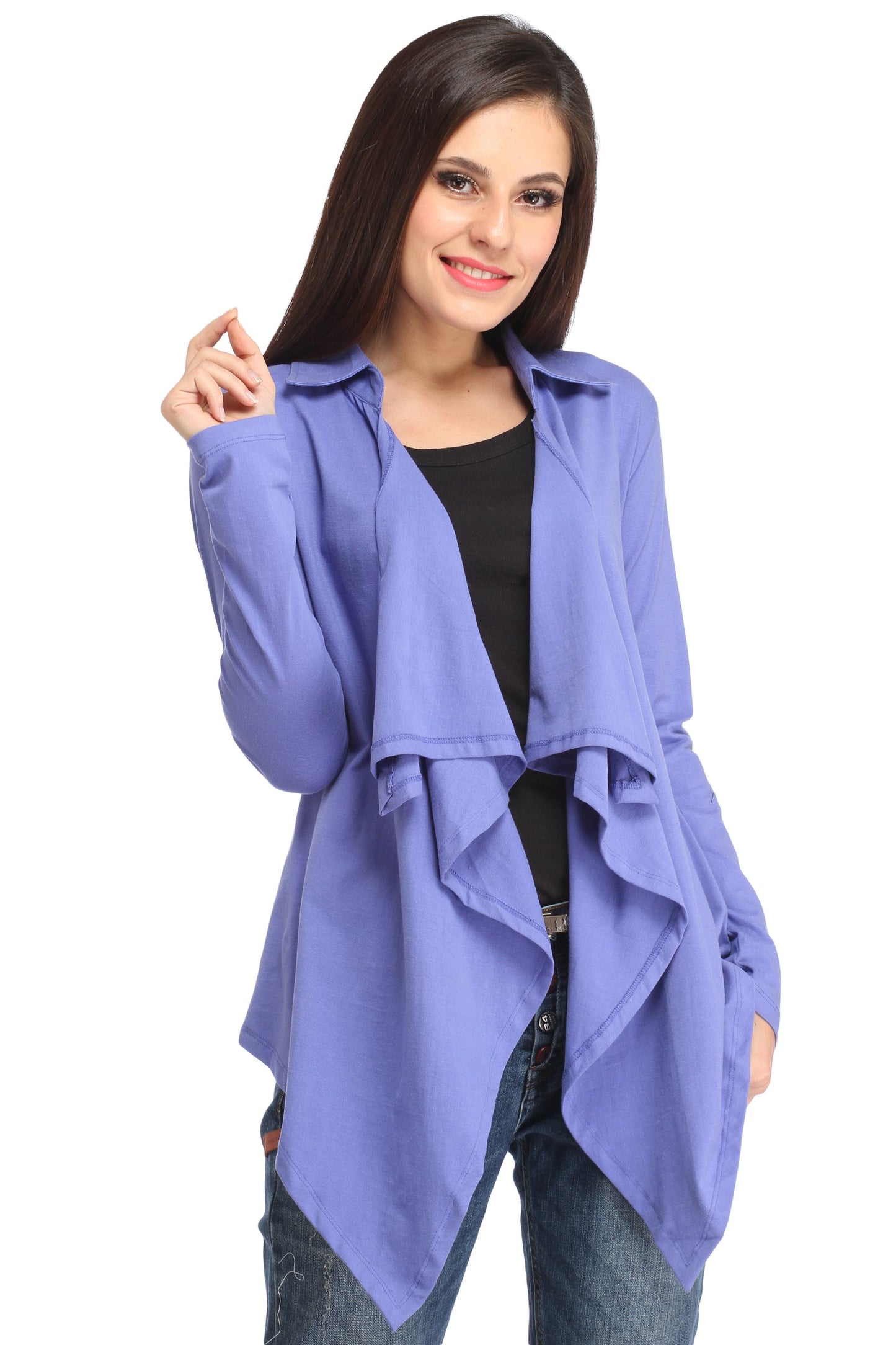 Blue Solid Shrug
