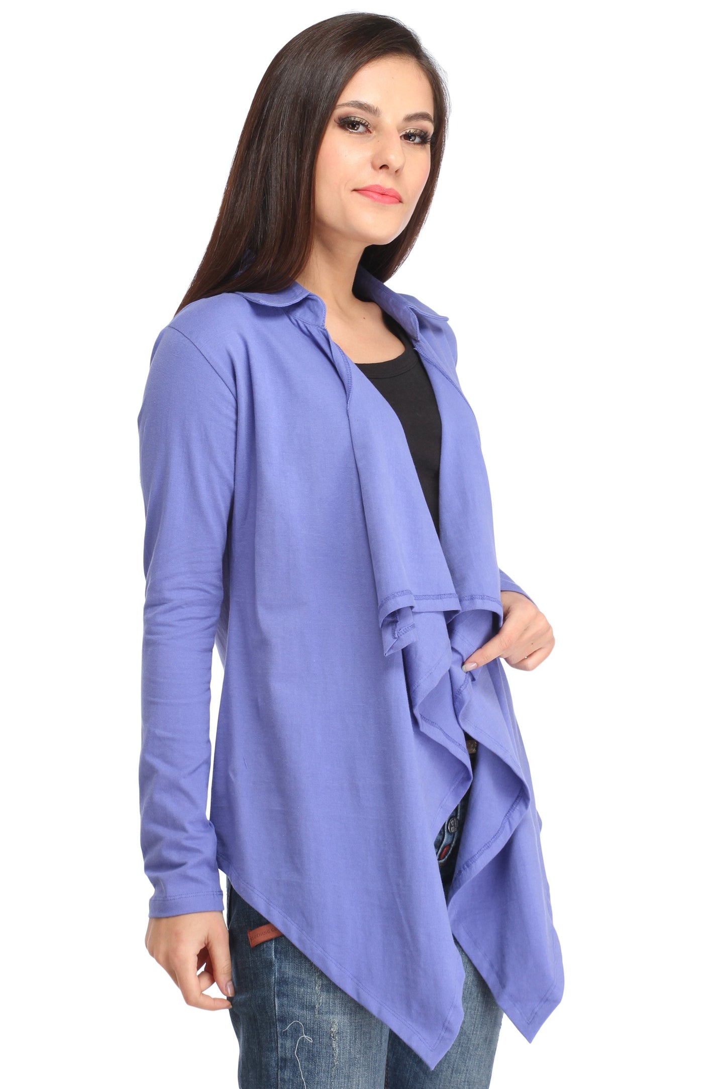 Blue Solid Shrug