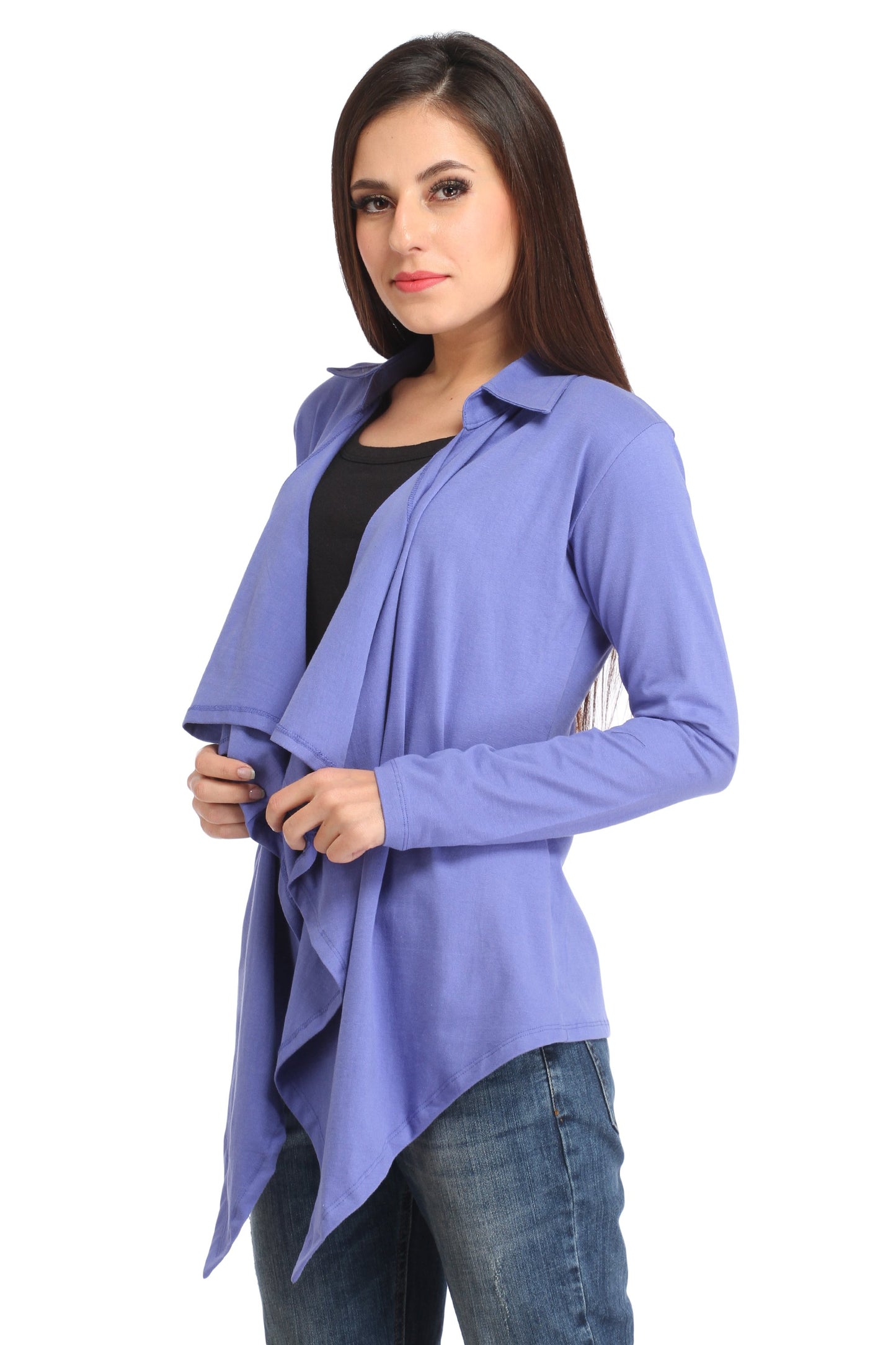 Blue Solid Shrug