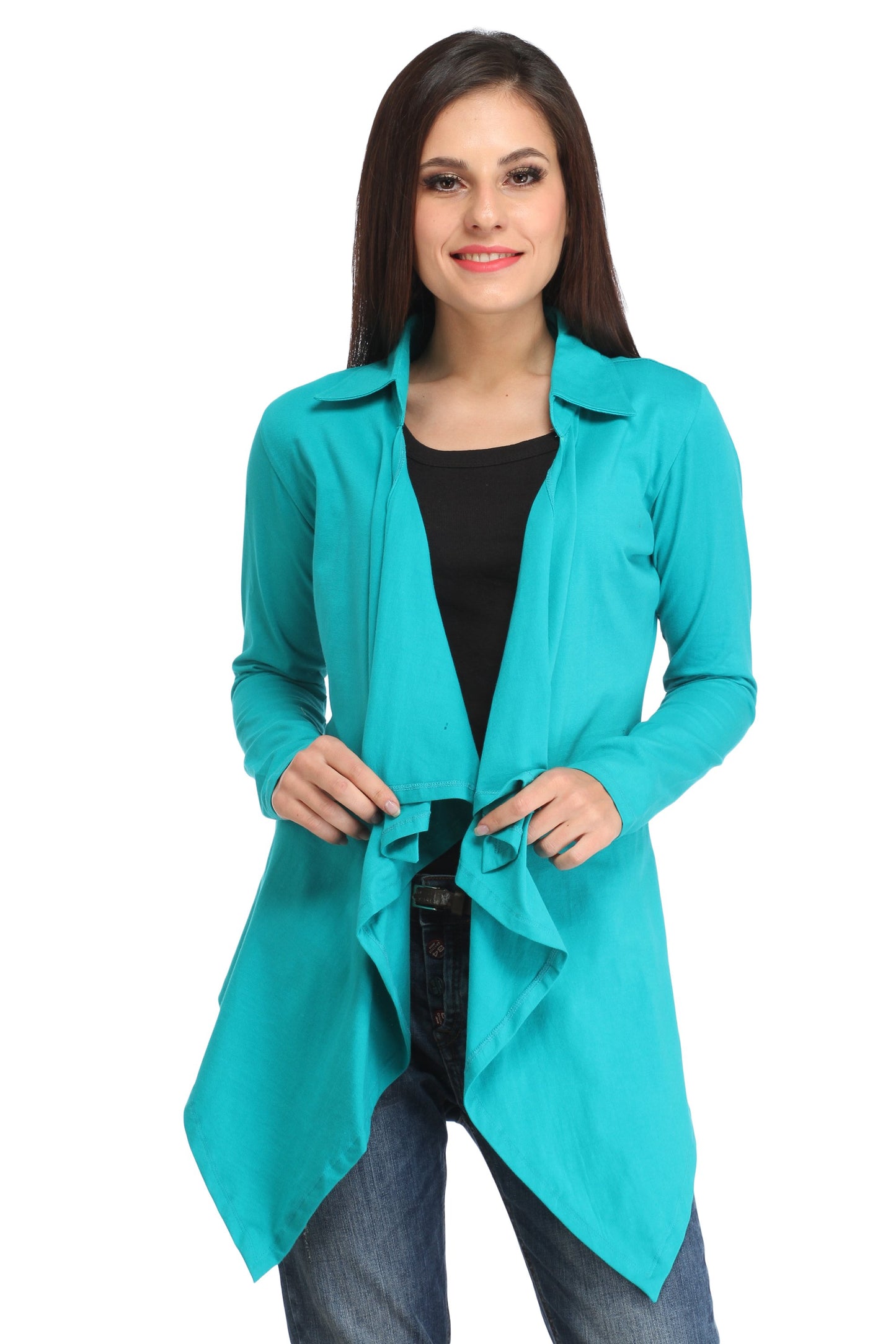 Blue Solid Shrug