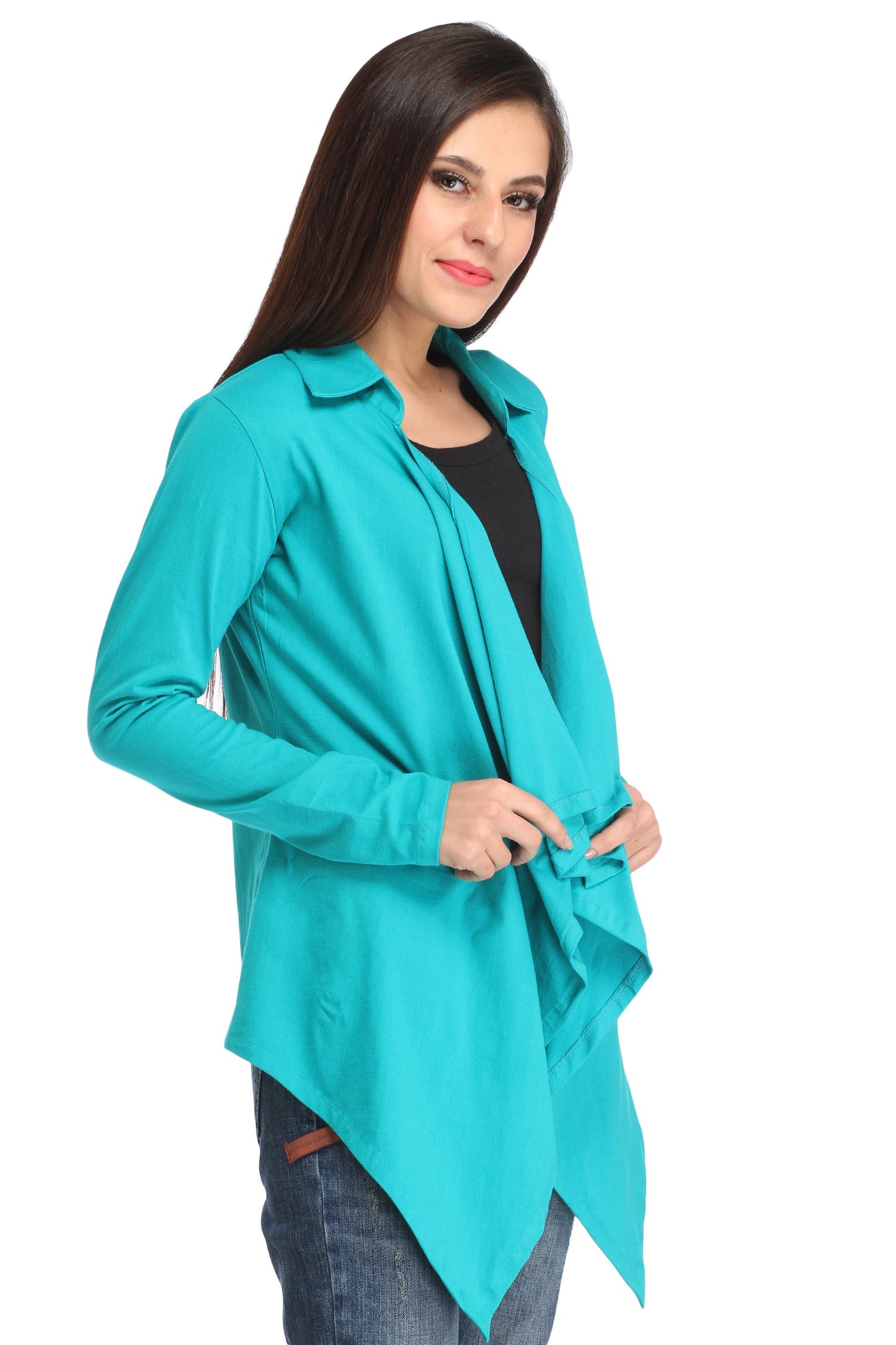 Blue Solid Shrug