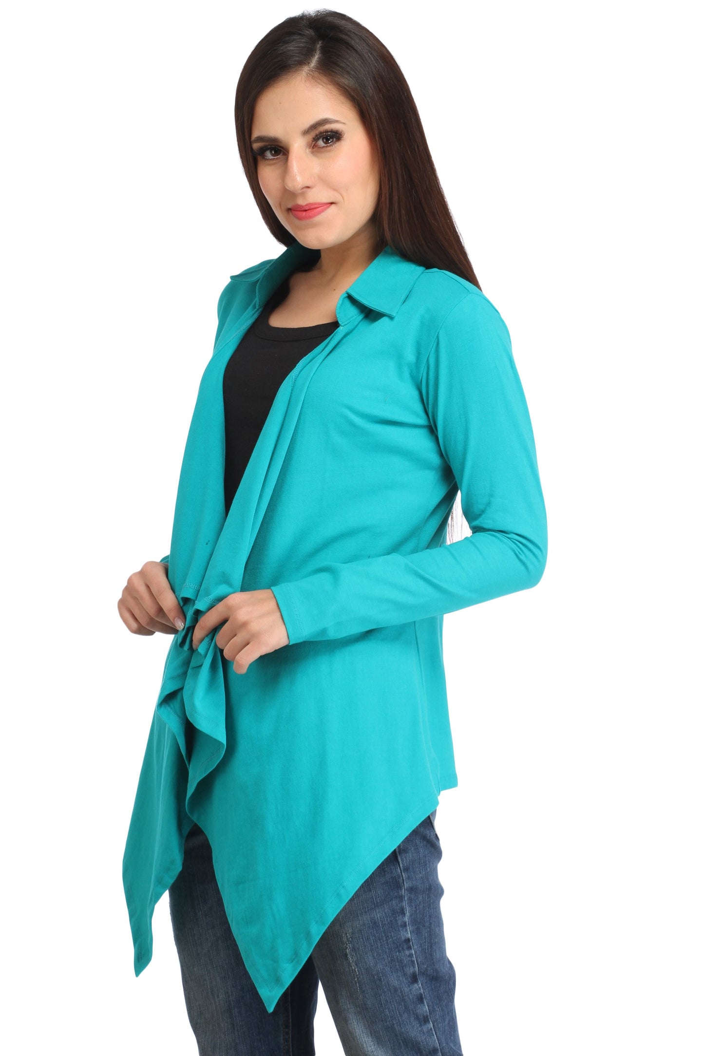 Blue Solid Shrug