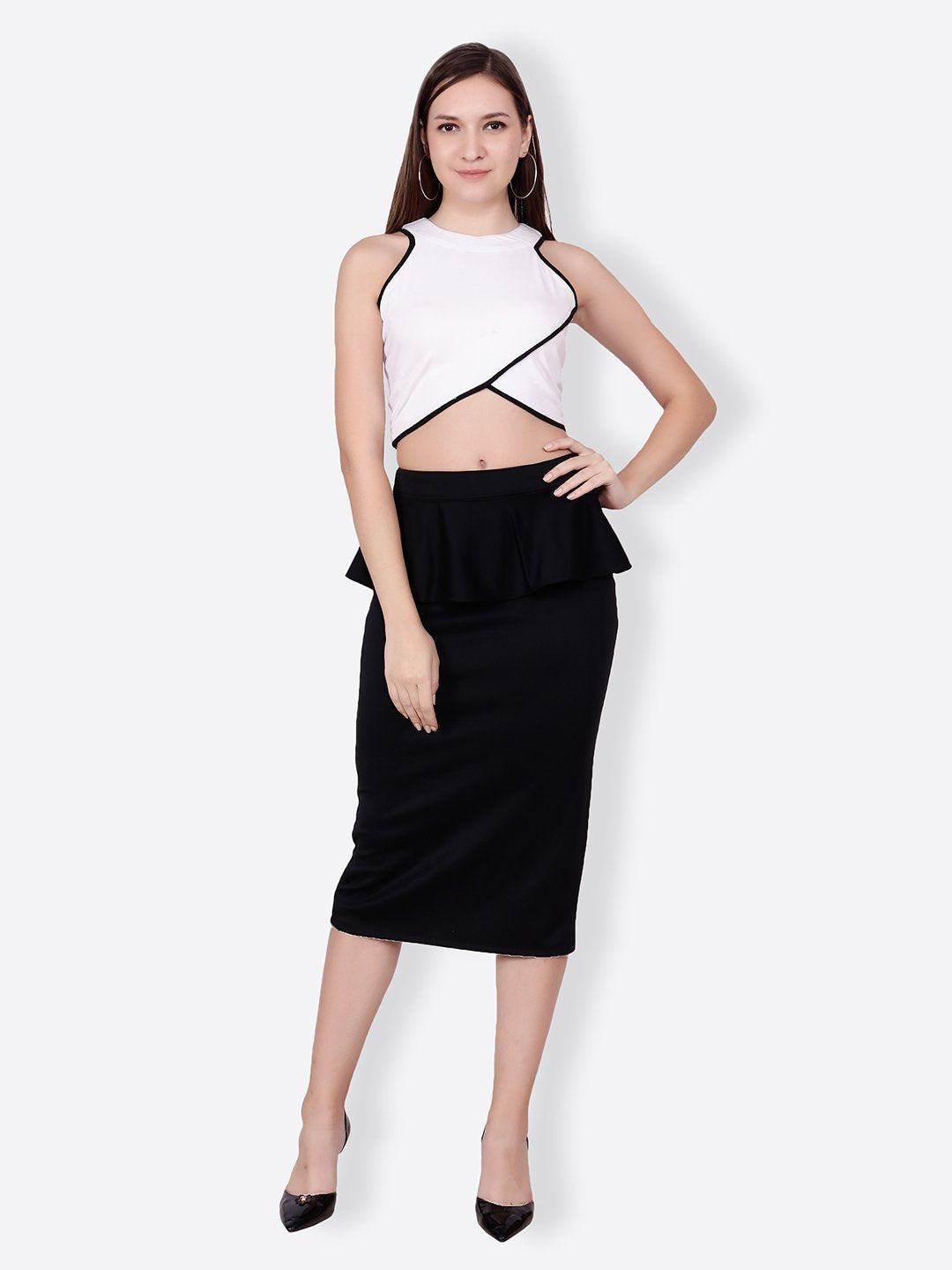 SCORPIUS SOLID BLACK PEPLUM SKIRT