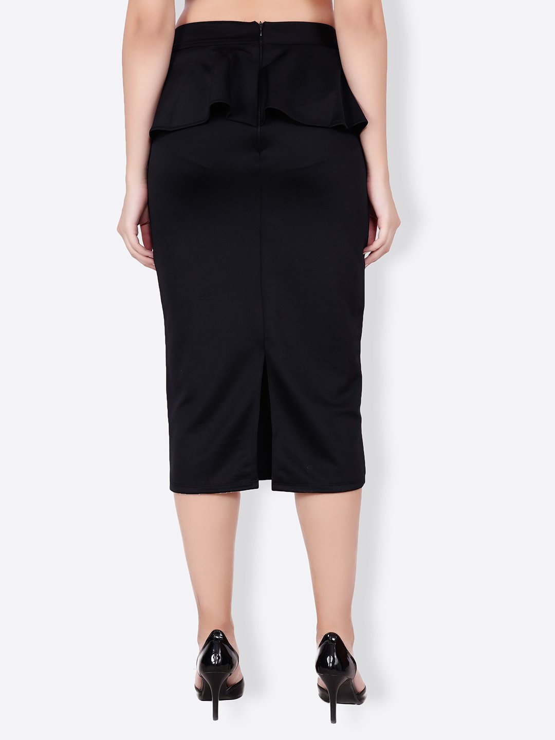 SCORPIUS SOLID BLACK PEPLUM SKIRT