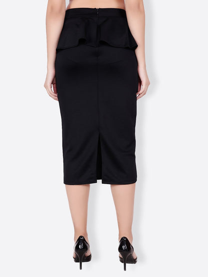 SCORPIUS SOLID BLACK PEPLUM SKIRT