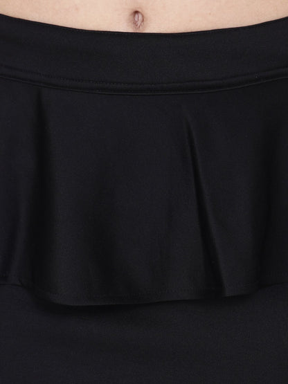 SCORPIUS SOLID BLACK PEPLUM SKIRT
