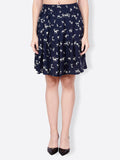 SCORPIUS NAVY BLUE PRINTED PLEATED SKIRT