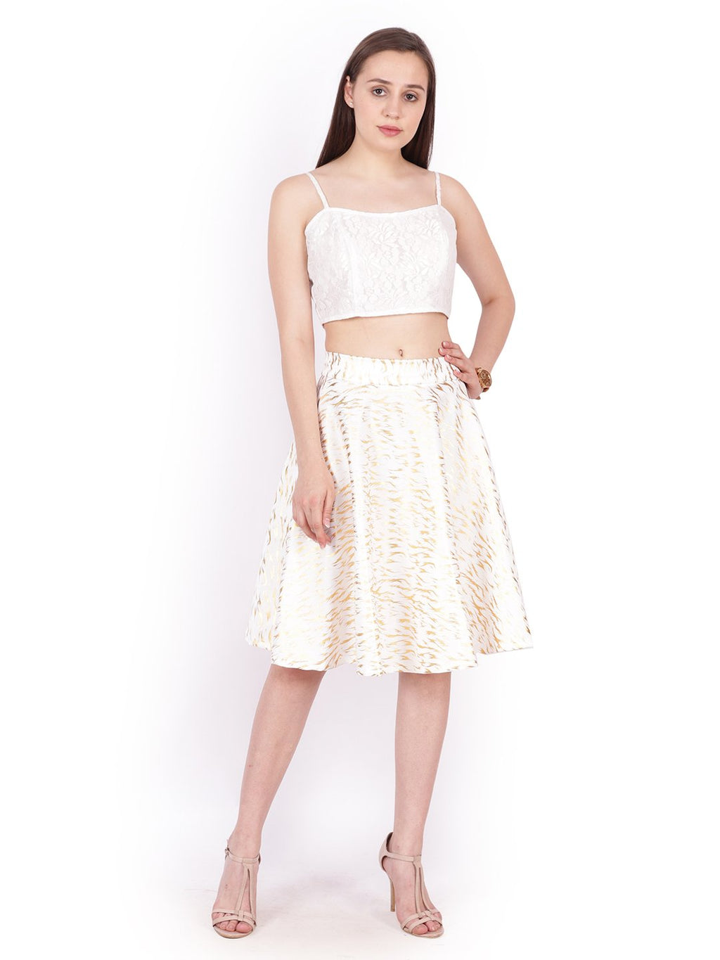 White Printed Skirt