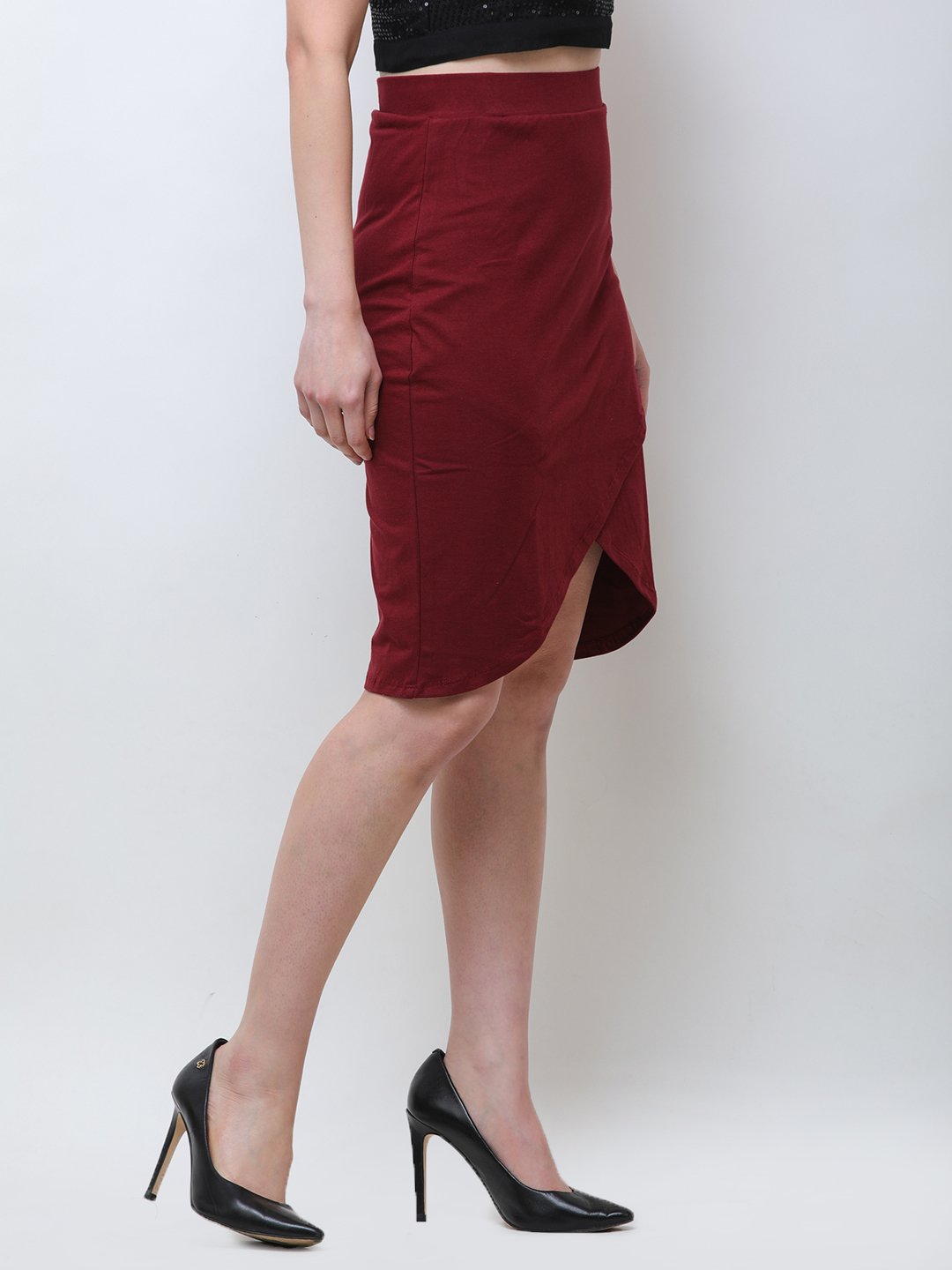 Maroon Solid Skirt