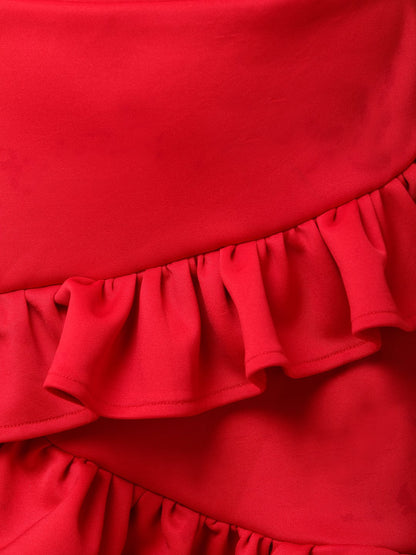 Red Solid Skirt