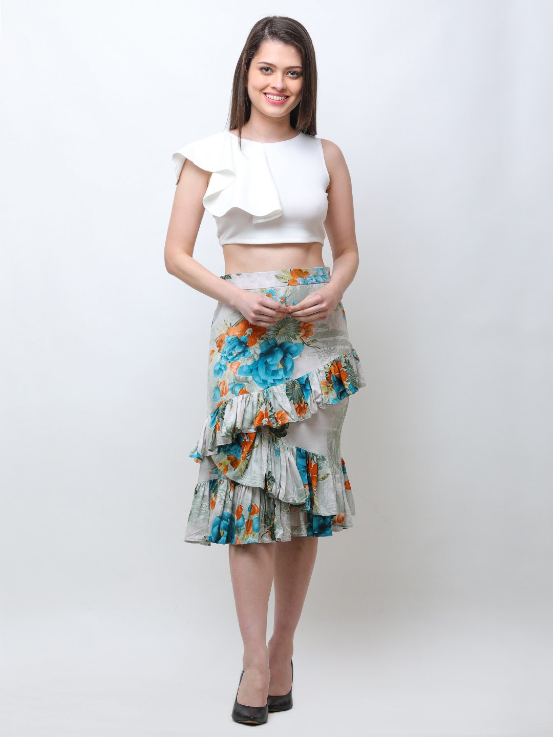 Green Printed Skirt