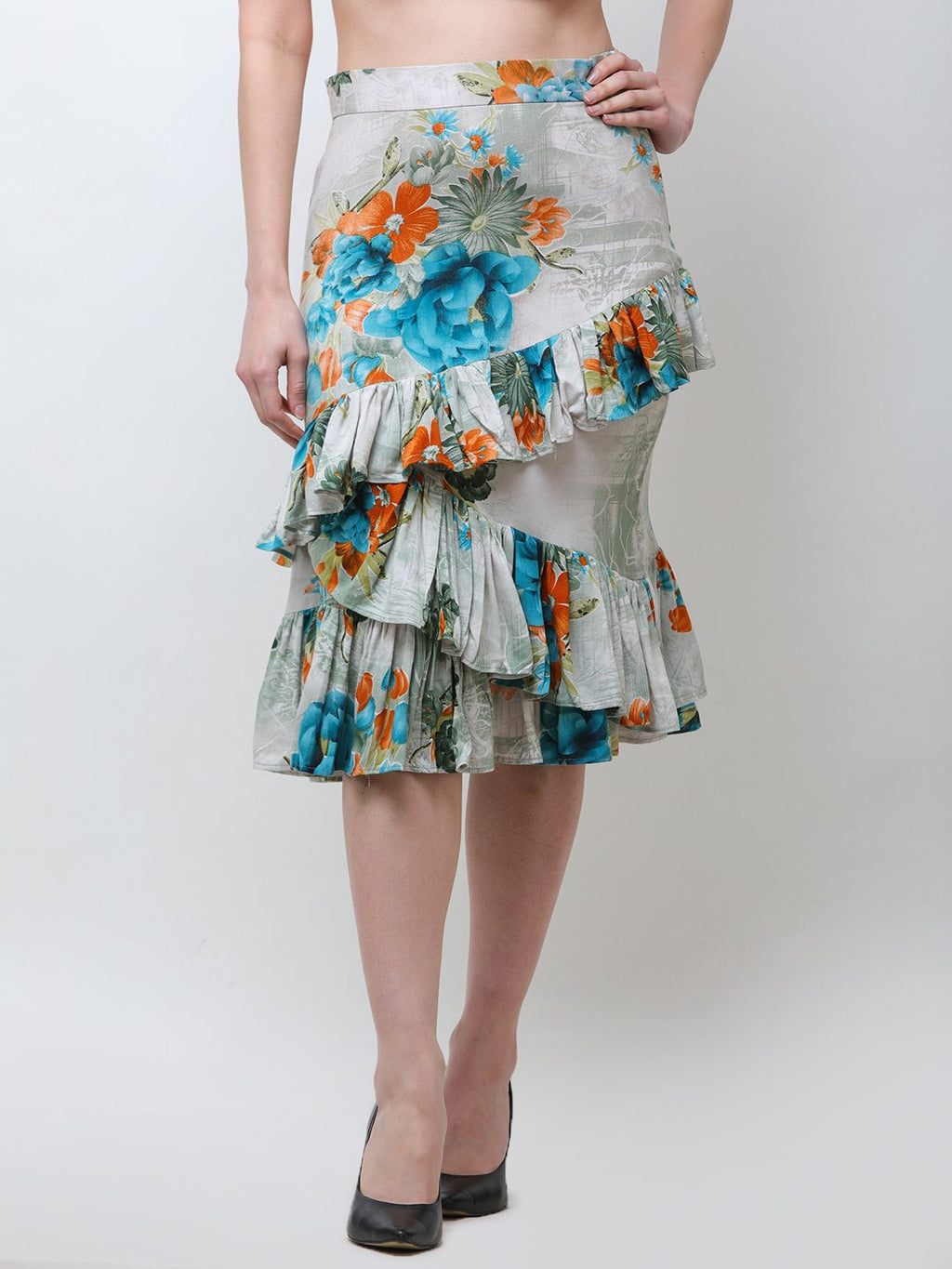 Green Printed Skirt