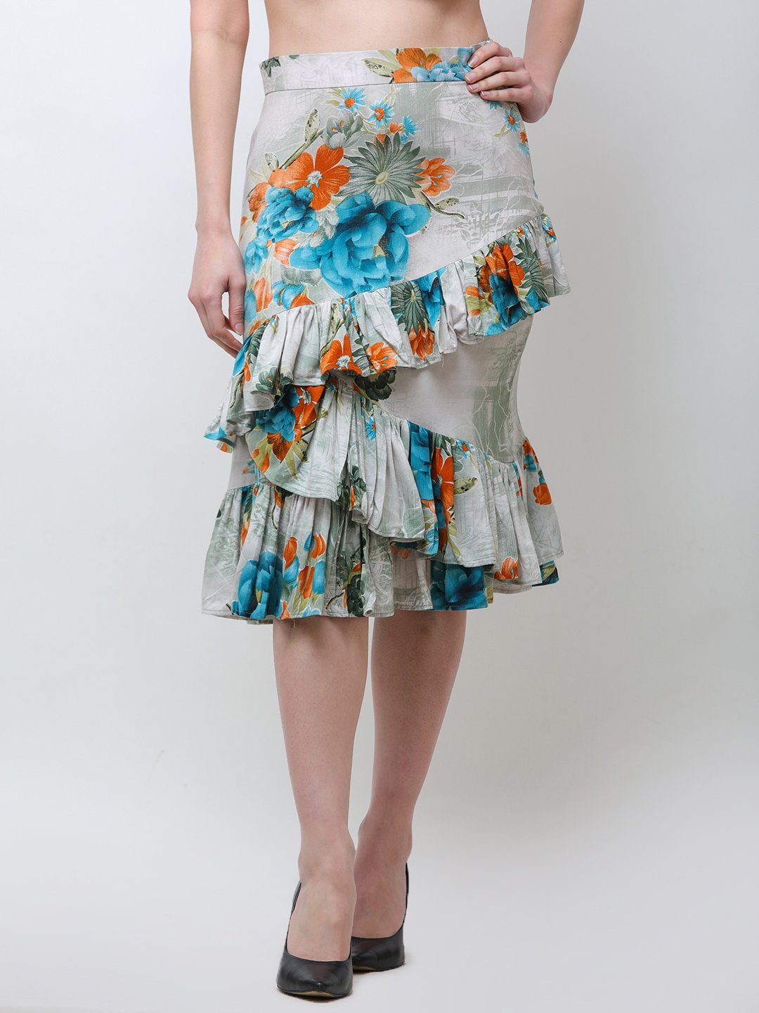 Green Printed Skirt