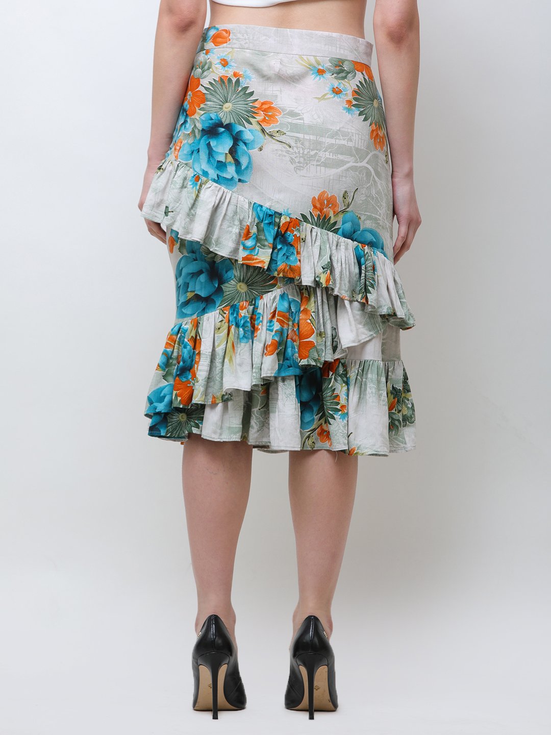 Green Printed Skirt