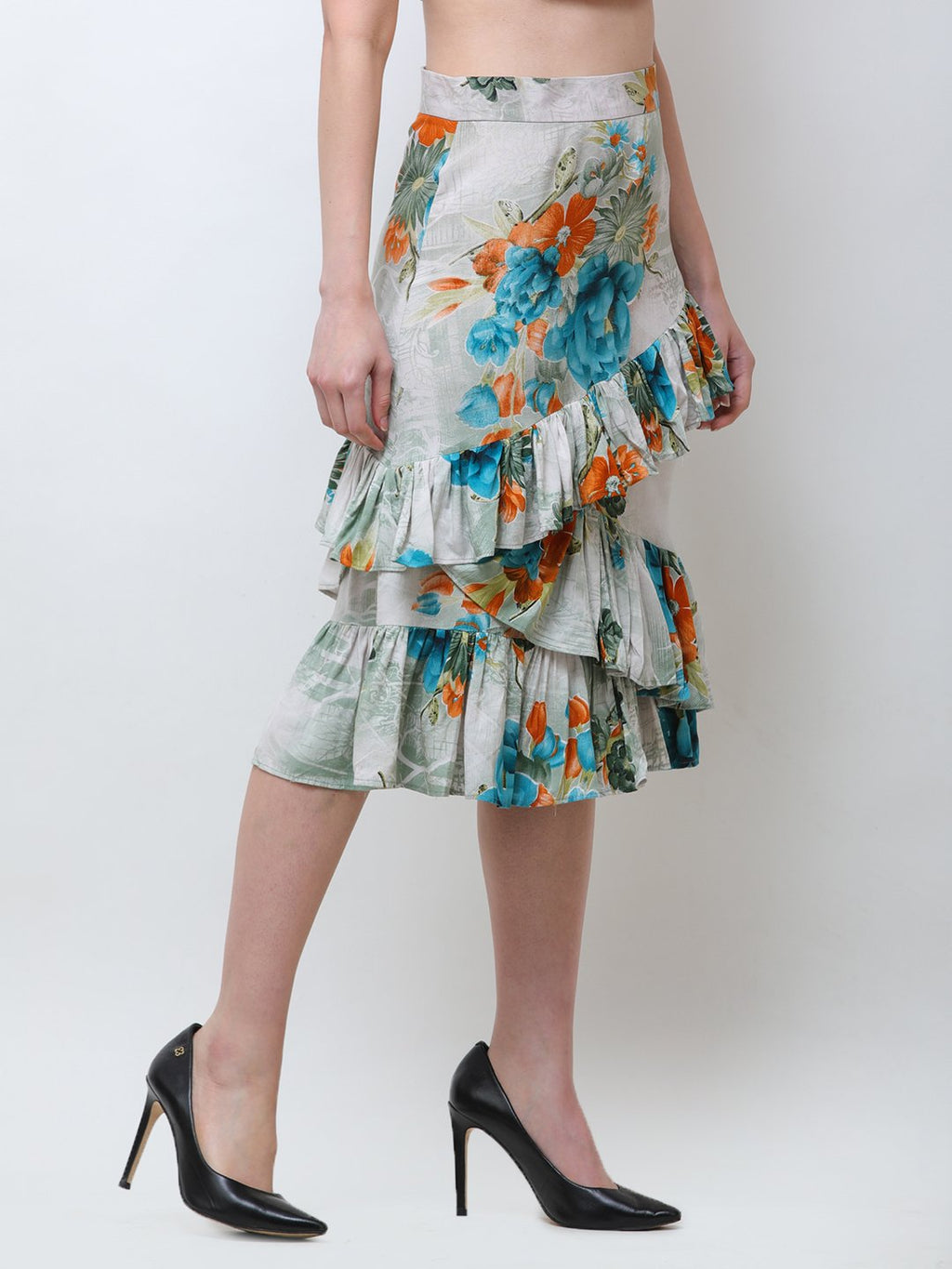 Green Printed Skirt