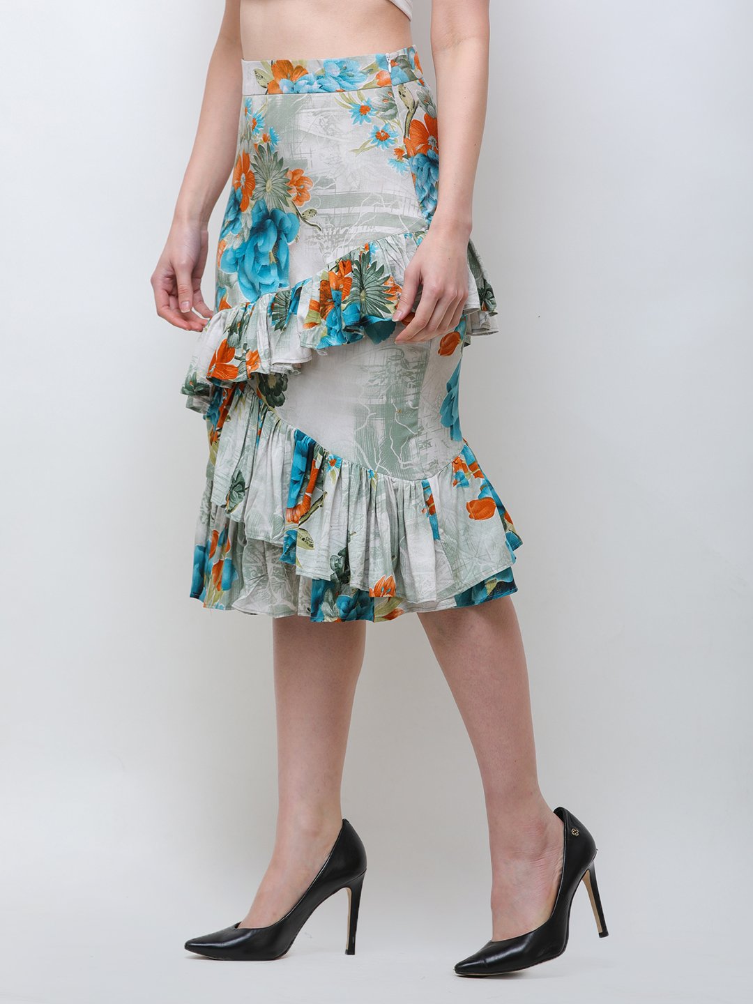 Green Printed Skirt