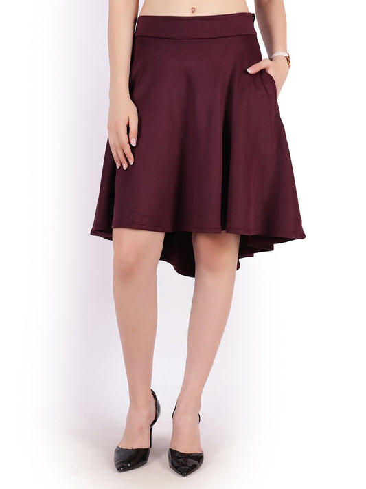 Maroon Solid Skirt