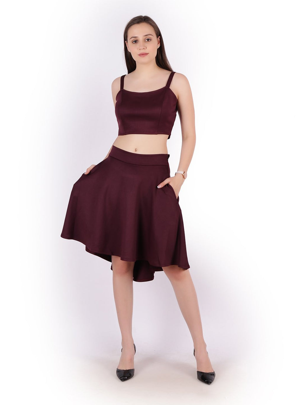 Maroon Solid Skirt