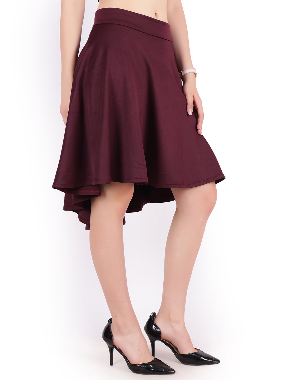 Maroon Solid Skirt