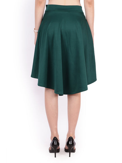 Green Solid Skirt