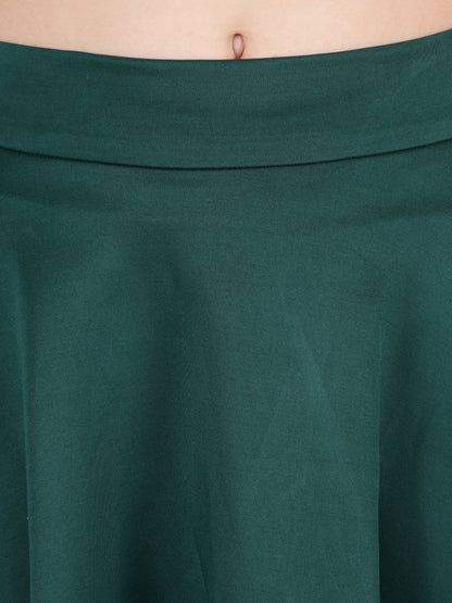 Green Solid Skirt