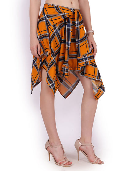 Yellow Mustard Chequered Skirt