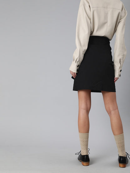 SCORPIUS Overized pockets mini skirt-Black