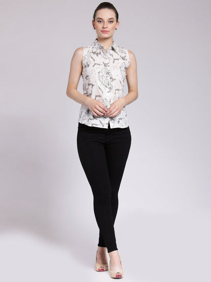 White Printed Shirt