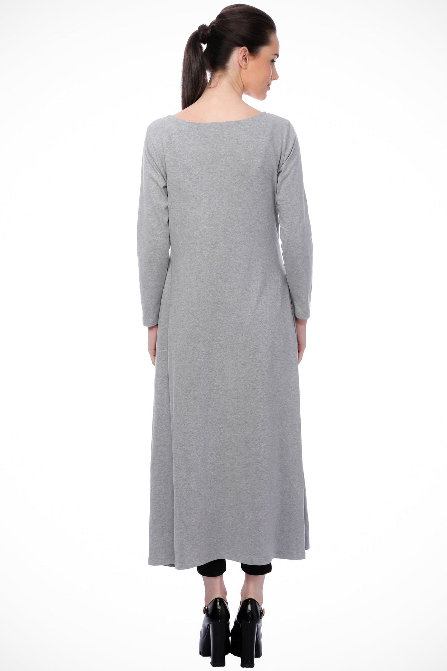 SCORPIUS Grey Solid Open Front Longline Shrug