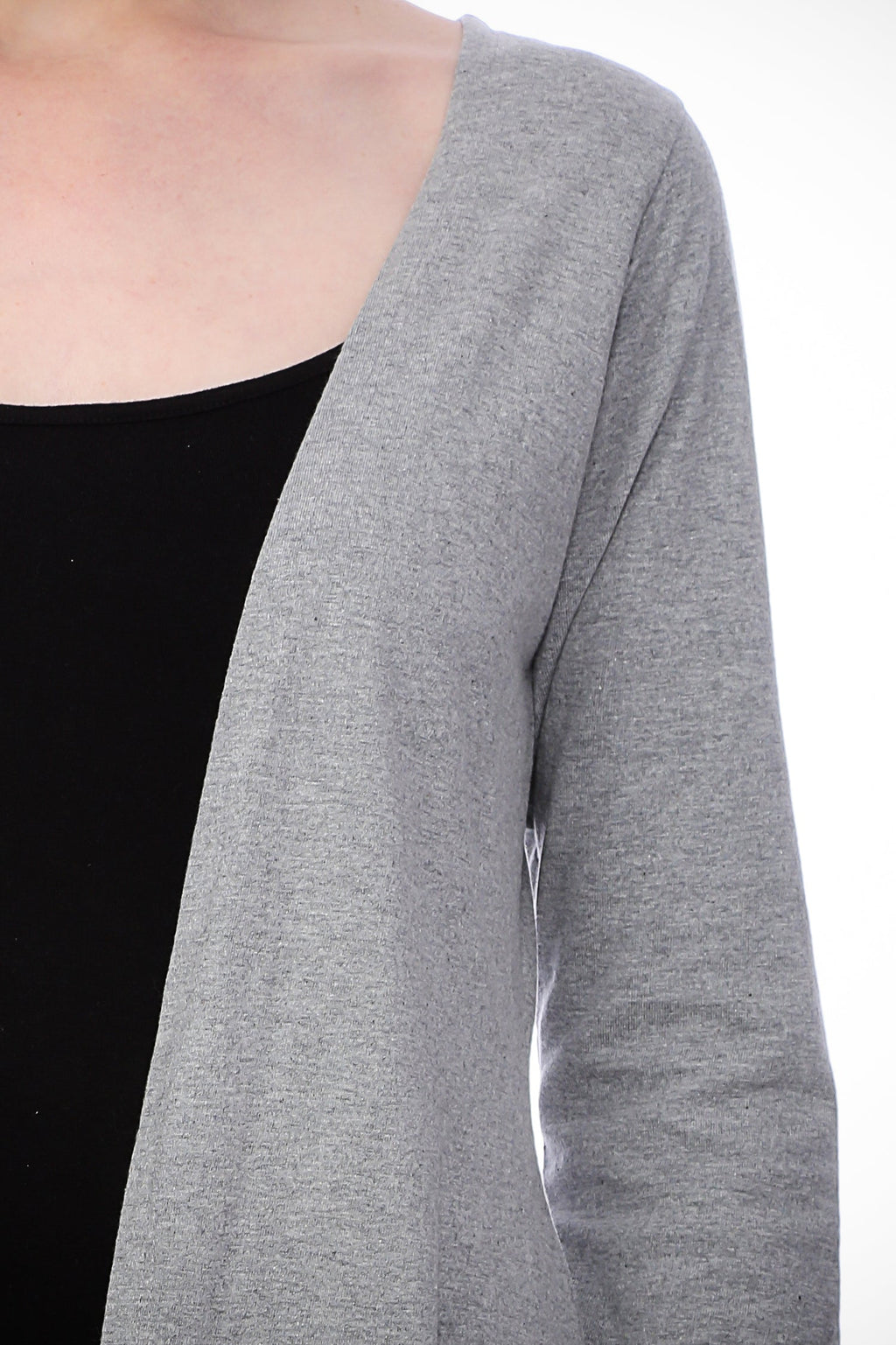 SCORPIUS Grey Solid Open Front Longline Shrug