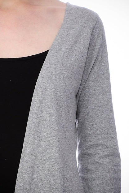 SCORPIUS Grey Solid Open Front Longline Shrug