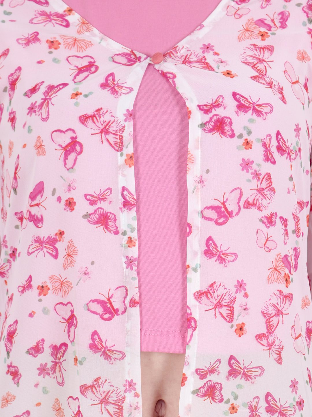 SCORPIUS White  Pink Printed Open Front Shrug