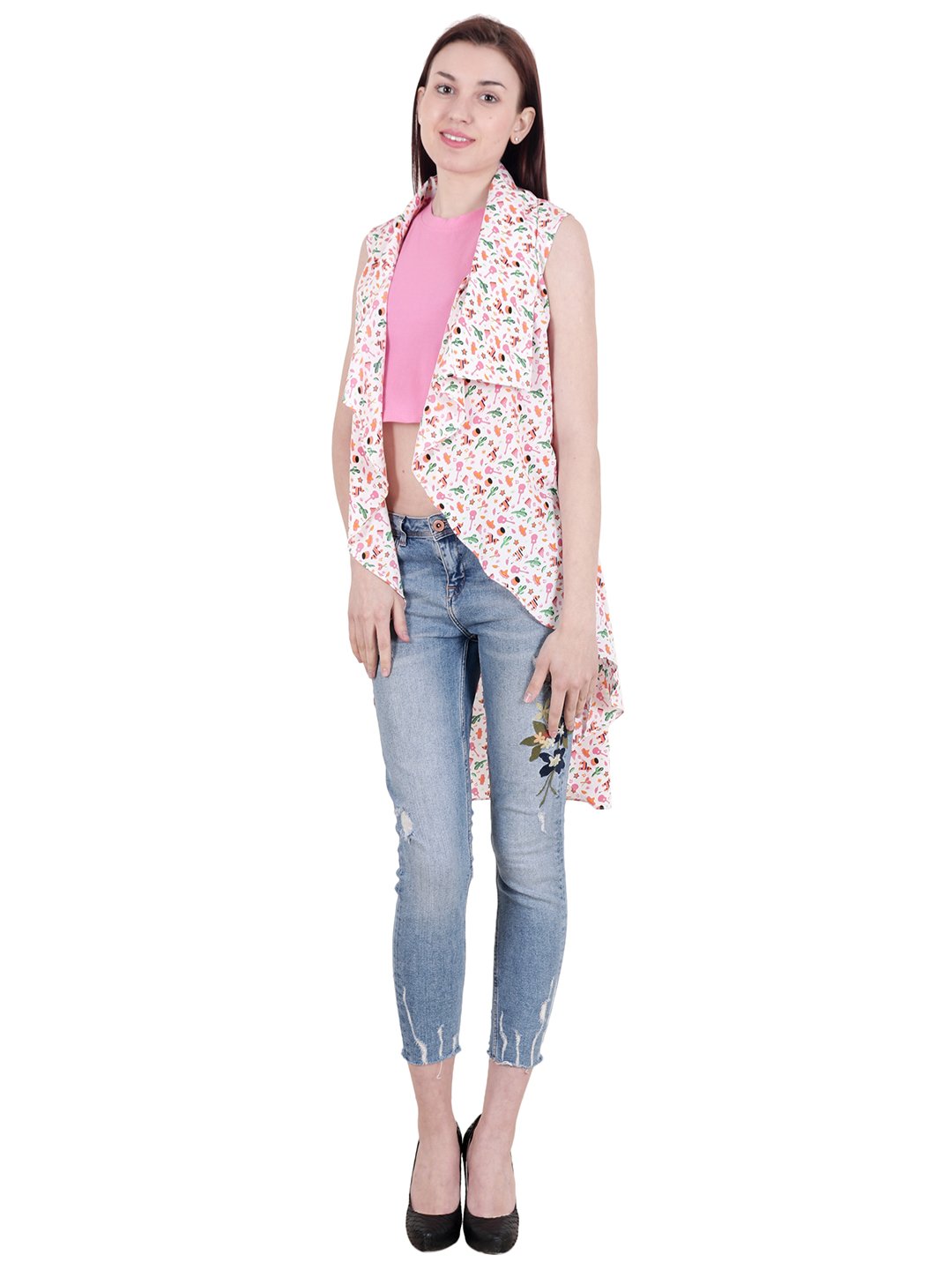 White Printed Shrug