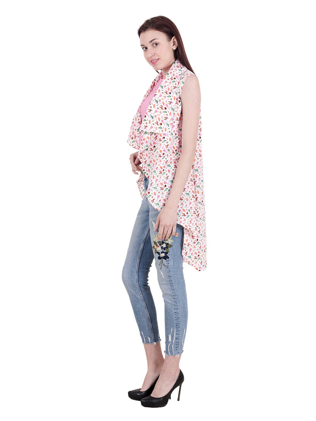 White Printed Shrug
