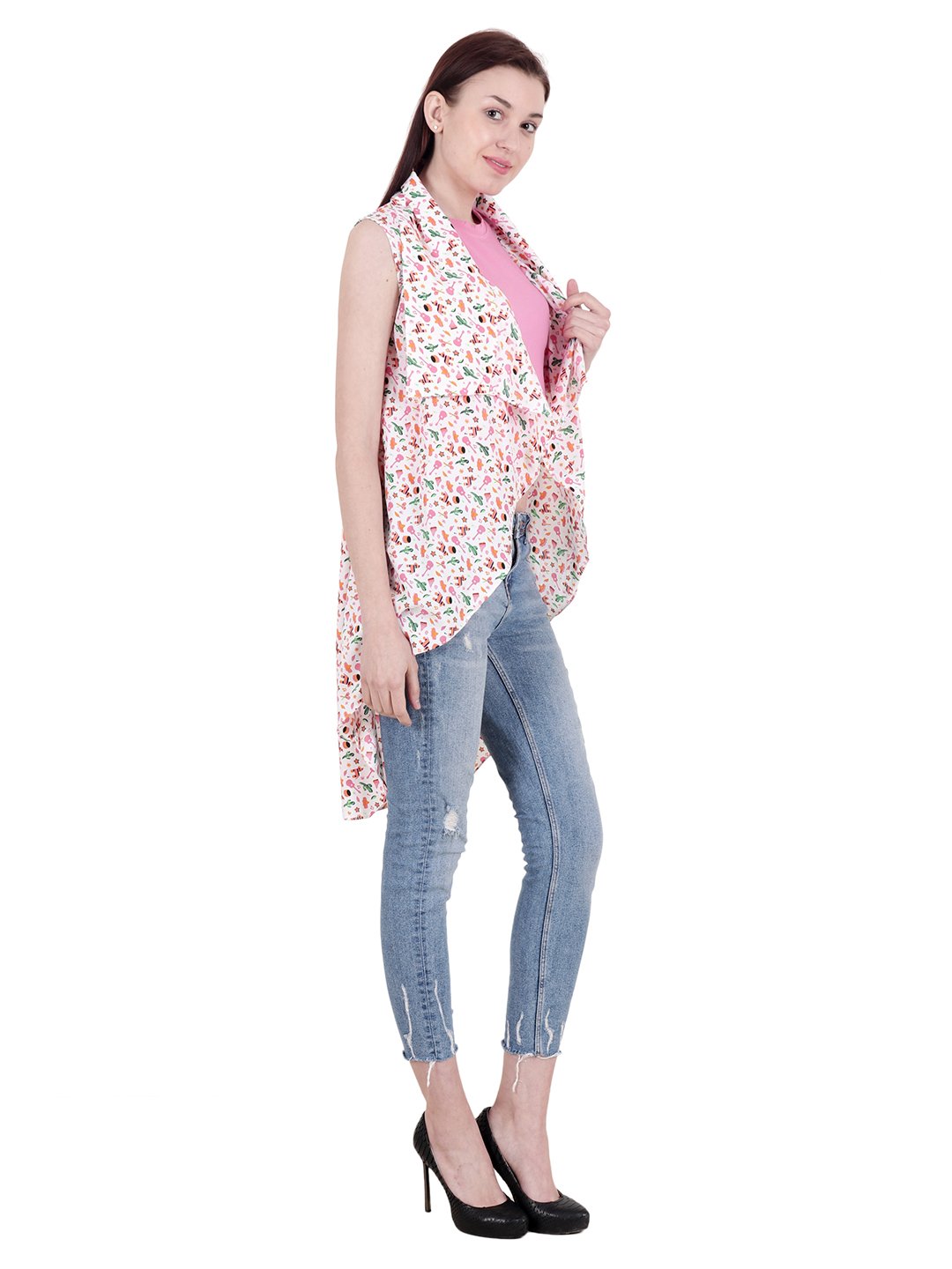 White Printed Shrug