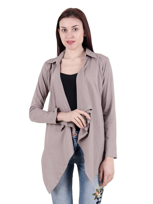 Beige Solid Shrug