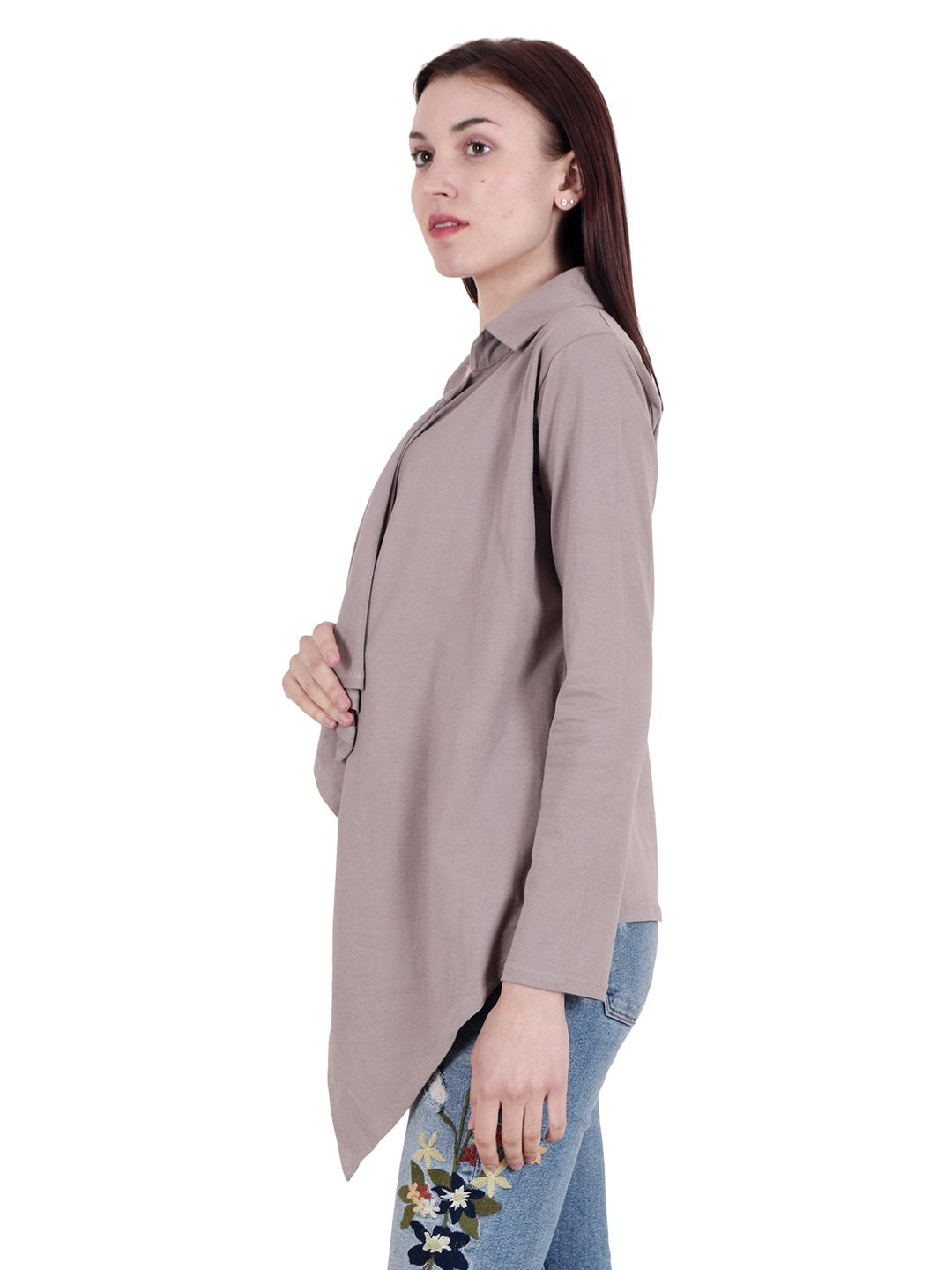 Beige Solid Shrug