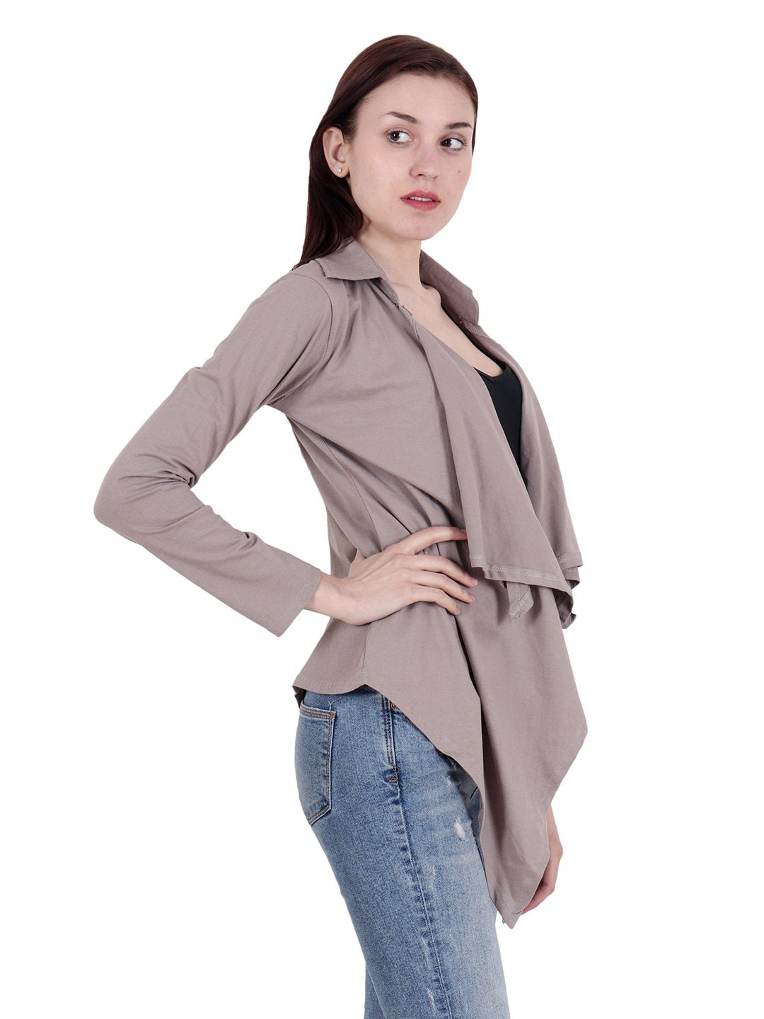 Beige Solid Shrug