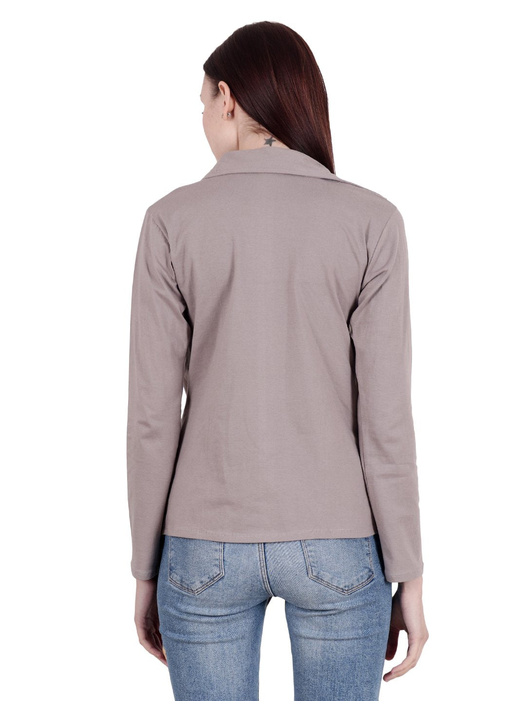 Beige Solid Shrug