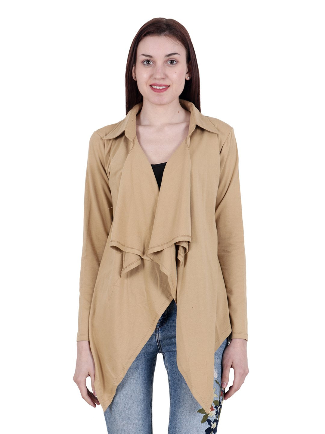 Brown Solid Shrug